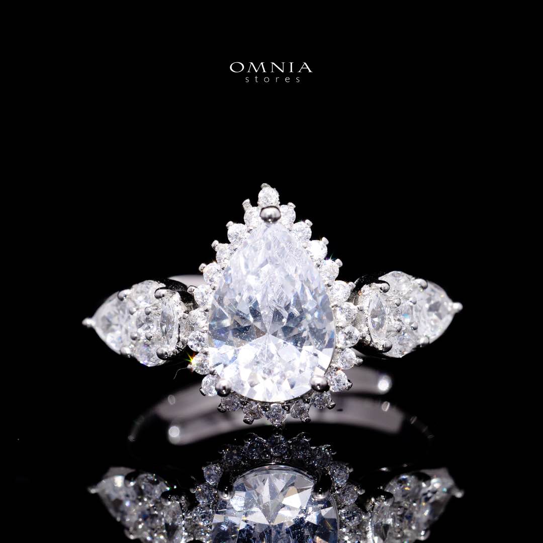Omnia Radya White Bridal Full Set in High Quality Zircon Stone Rhodium Plated - Image 4