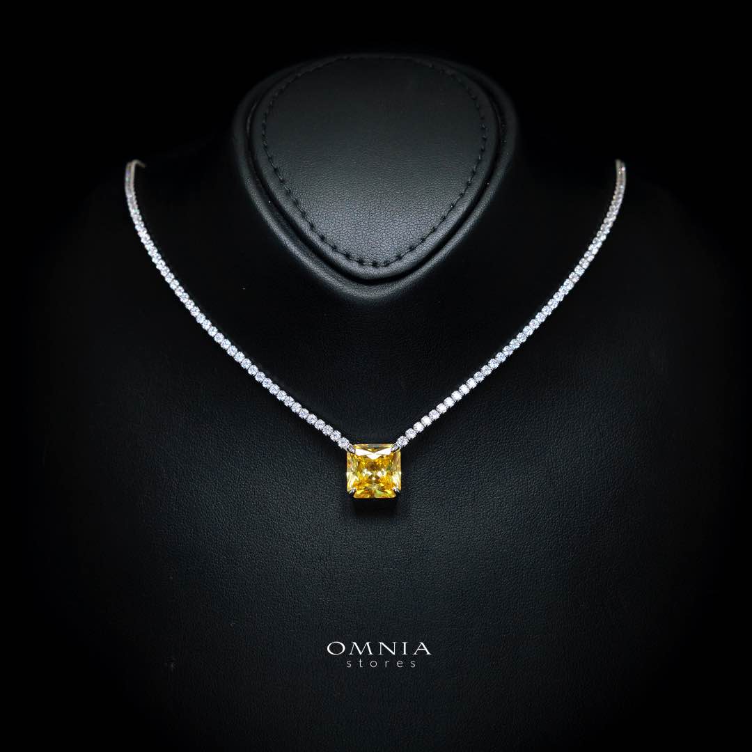 Omnia Bettina Yellow Necklace 925 Silver in High Quality Simulated Diamonds - Image 2