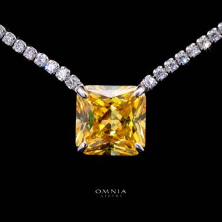 Omnia Bettina Yellow Necklace 925 Silver in High Quality Simulated Diamonds