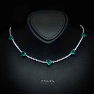 Omnia Louise Turquoise Necklace In 925 Silver High Quality Simulated Diamonds