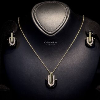 Omnia Andy Black Set Accessories in High Quality Zircon Stone Rhodium Plated
