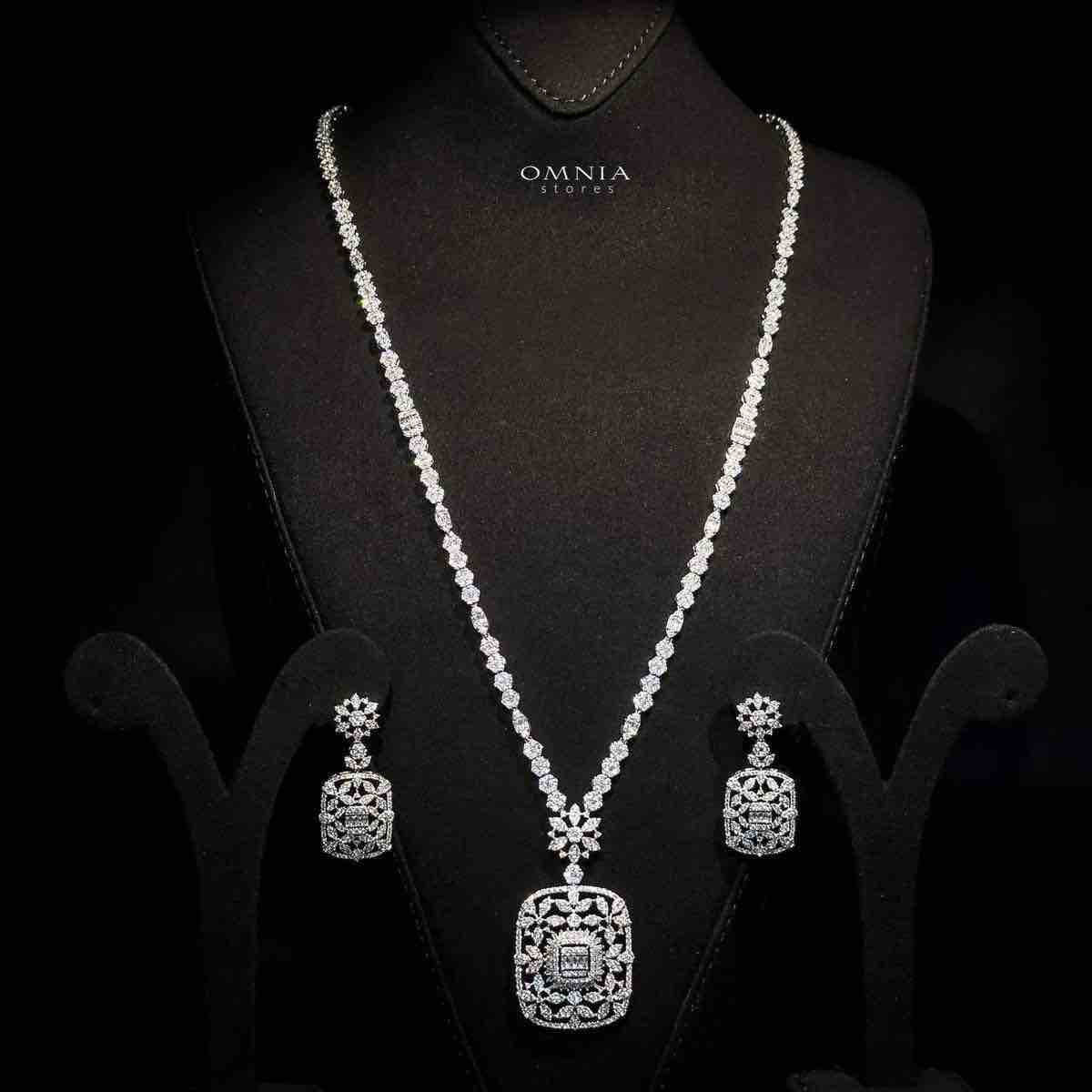 Omnia Safa Najila Bridal Bundle Full Set in High Quality Zircon Stone in Rhodium Plated - Image 2