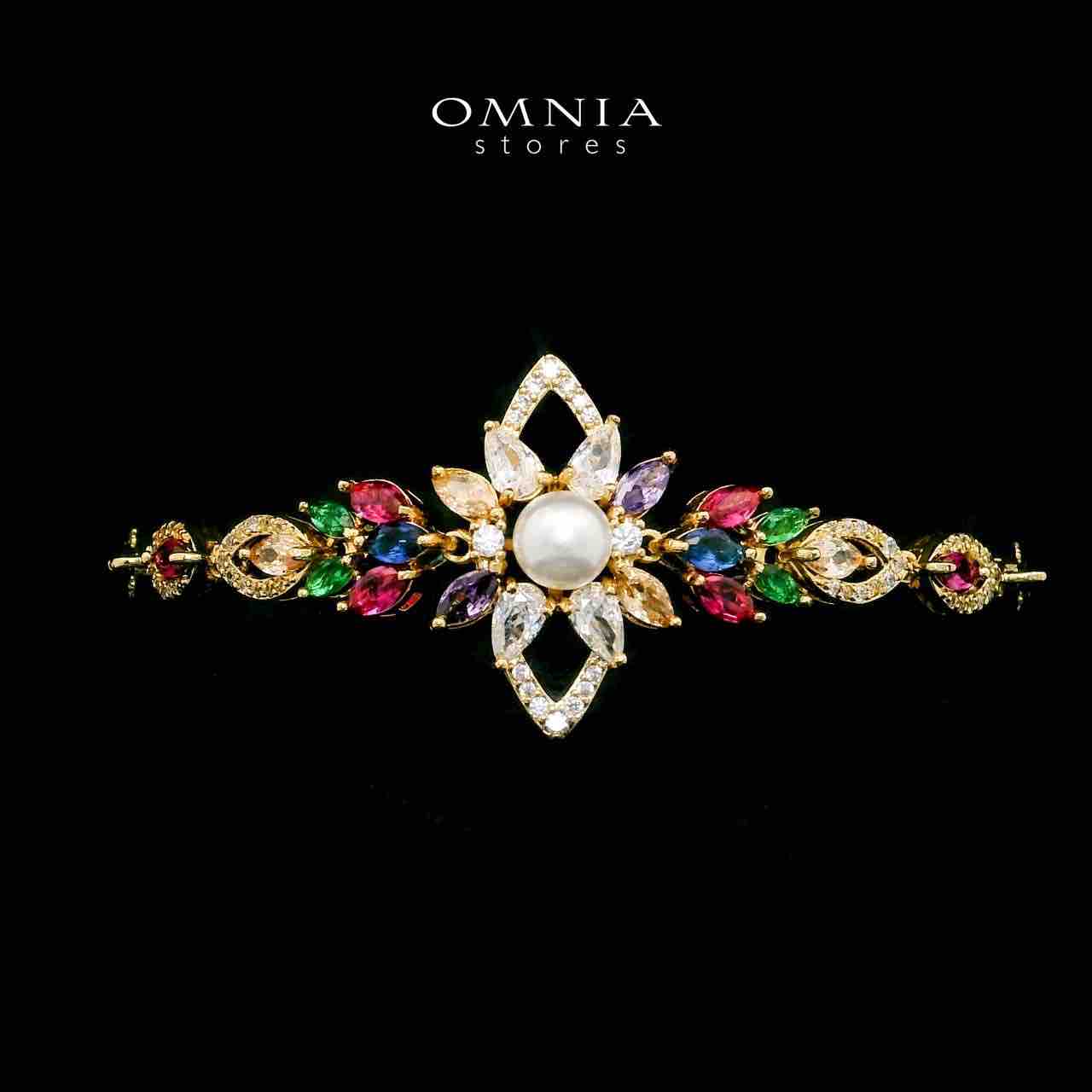 Omnia Safa Golden Multi Colored Bridal Long Chain Full Set in High Quality Zircon Stone Rhodium Plated (16cm only available in KSA) - Image 5