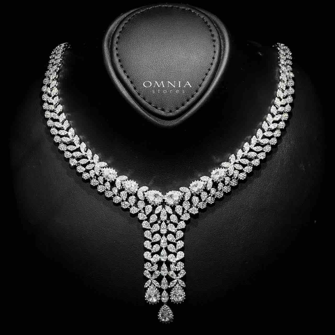 Omnia Safa Buhra Bridal Bundle Full Set in High Quality Zircon Stone in Rhodium Plated - Image 2