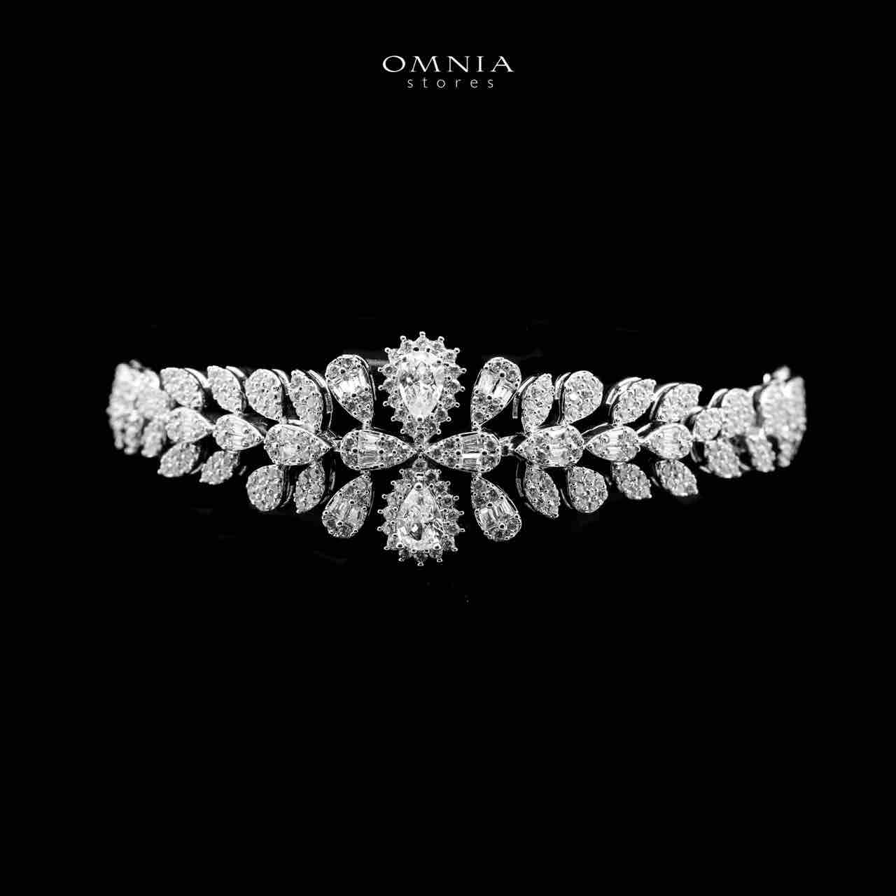 Omnia Safa Buhra Bridal Bundle Full Set in High Quality Zircon Stone in Rhodium Plated - Image 8