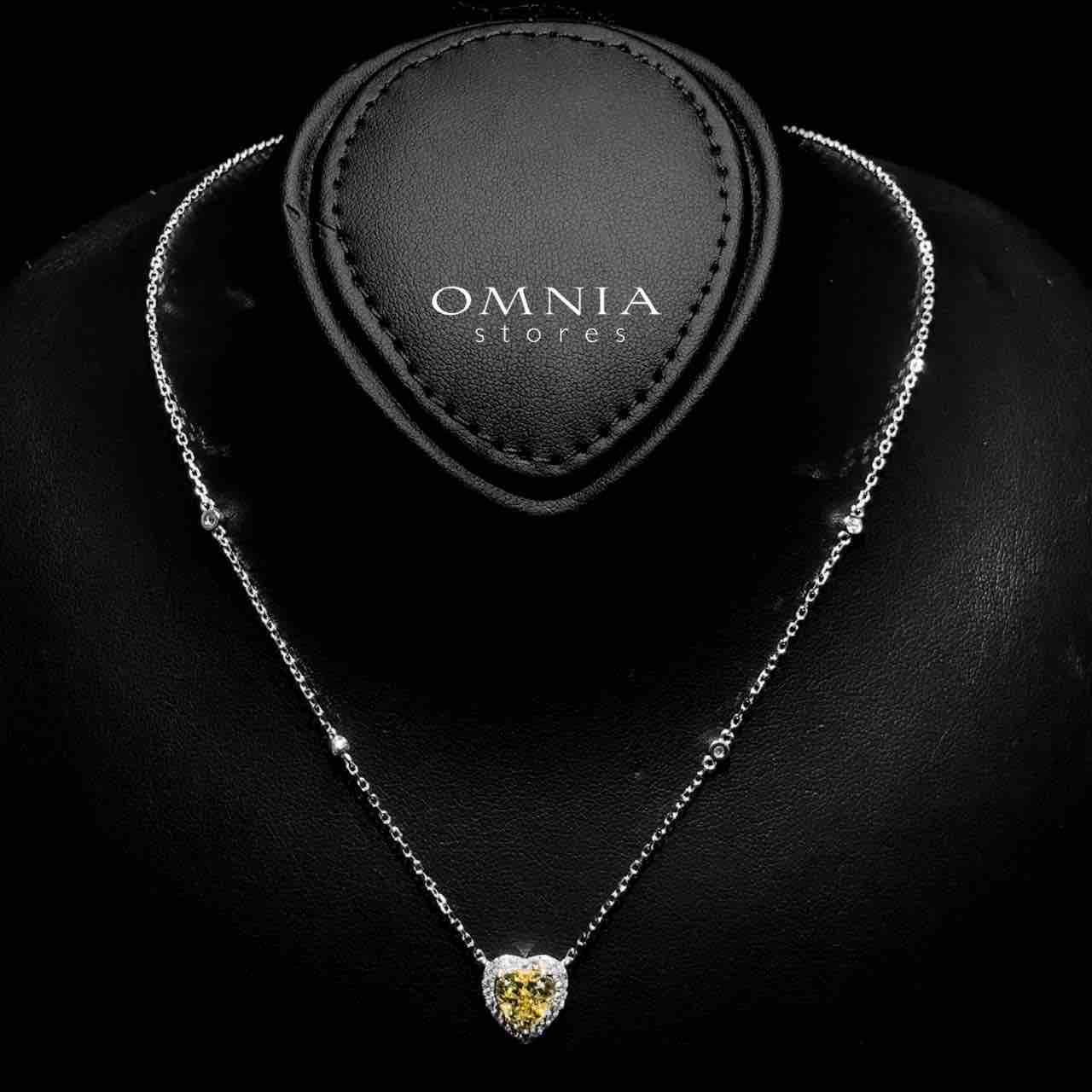 Samiha Heart Design Yellow Necklace In 925 Silver High Quality Simulated Diamonds - Image 3