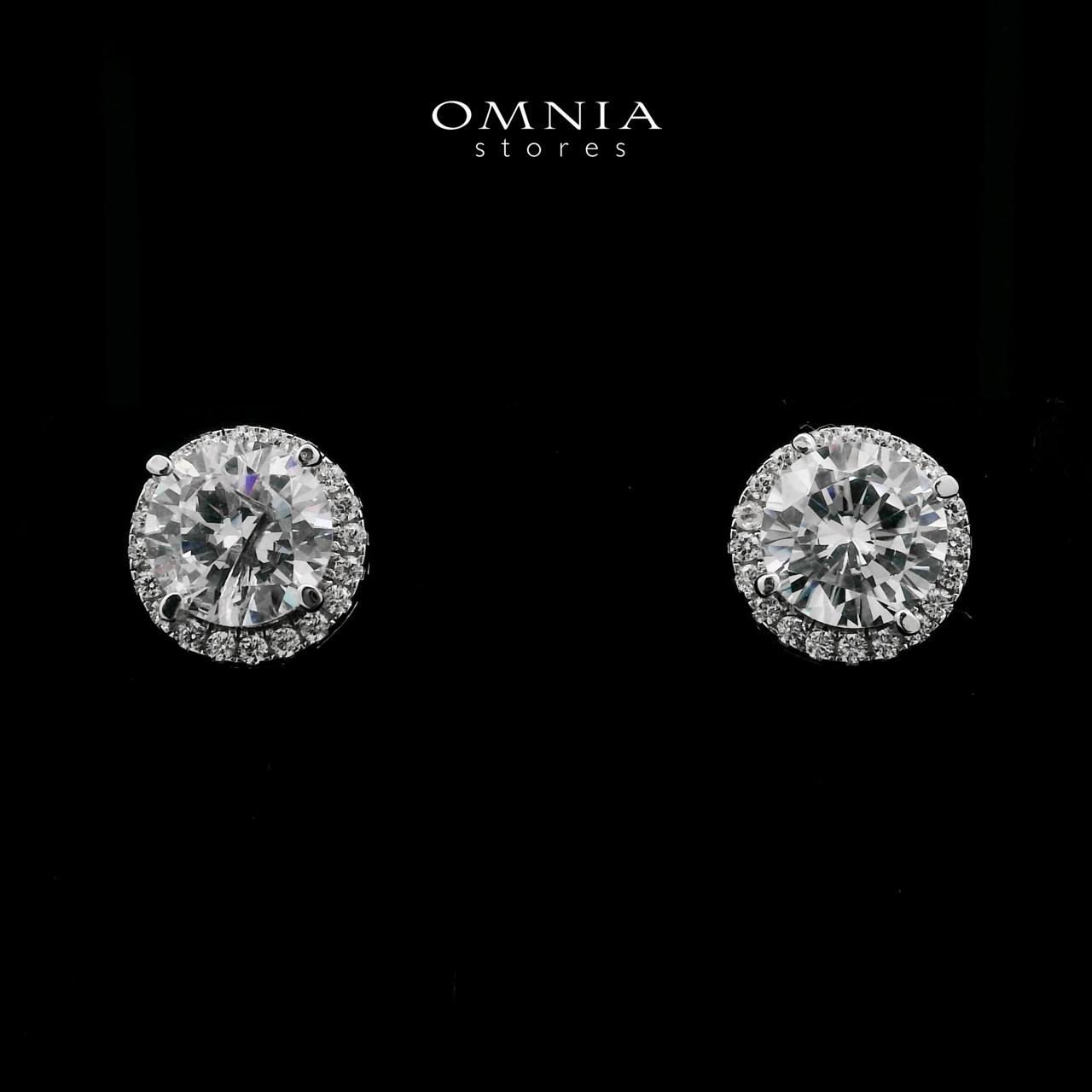Zain White Stud Earrings In High-Quality Zircon Stones in a Rhodium Plated - Image 2