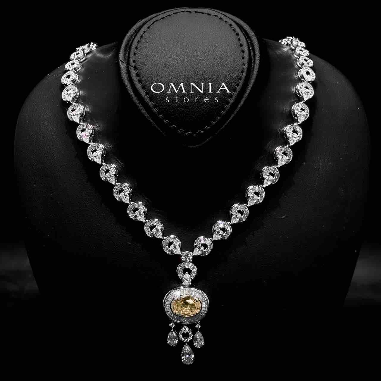 Omnia Hayah Yellow Bridal Full Set in High Quality Zircon Stone in Rhodium Plated - Image 2