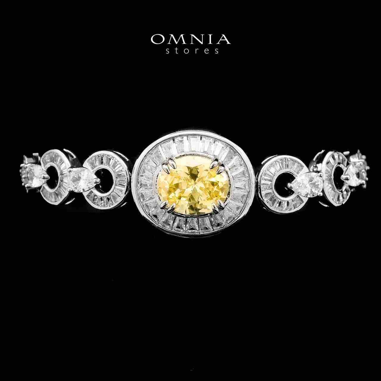 Omnia Hayah Yellow Bridal Full Set in High Quality Zircon Stone in Rhodium Plated - Image 4