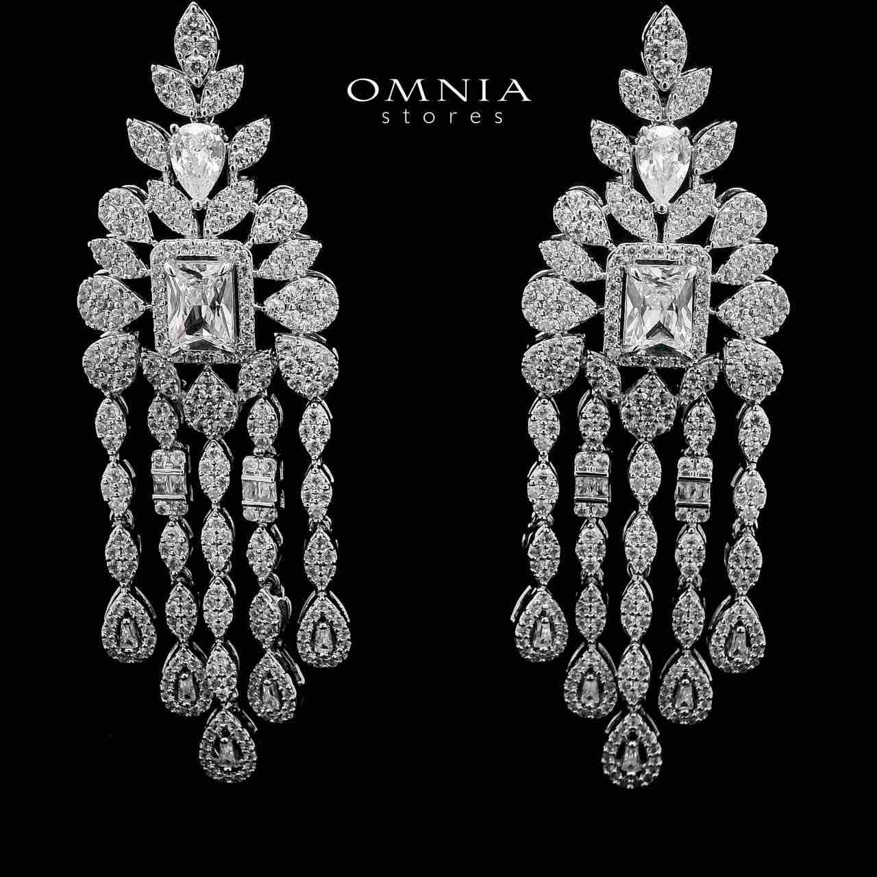 Sharjaha White Bridal Long chain Set Accessories High Quality Zircon Stone In Rhodium Plated (Only available in KSA) - Image 3