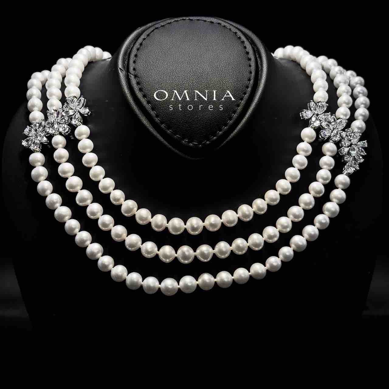 Omnia Katayoun Fresh Real Water Pearl Necklace and Earrings Set in 925 Silver Accessories With High Quality Simulated Diamonds - Image 2