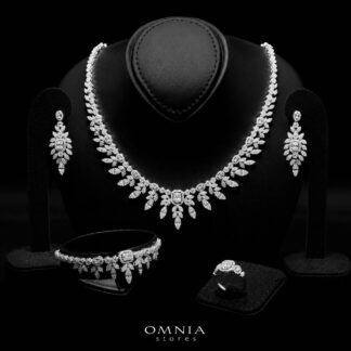 Omnia Sharifah White Bridal Full Set in 925 Silver High Quality Simulated Diamonds