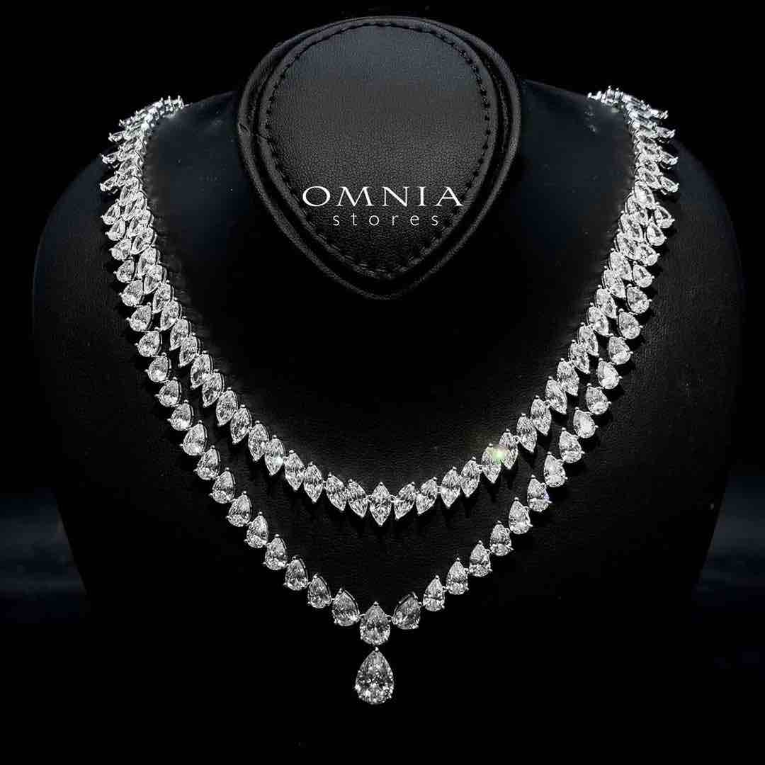 Malika Necklace 925 Silver in High Quality Simulated Diamonds - Image 2