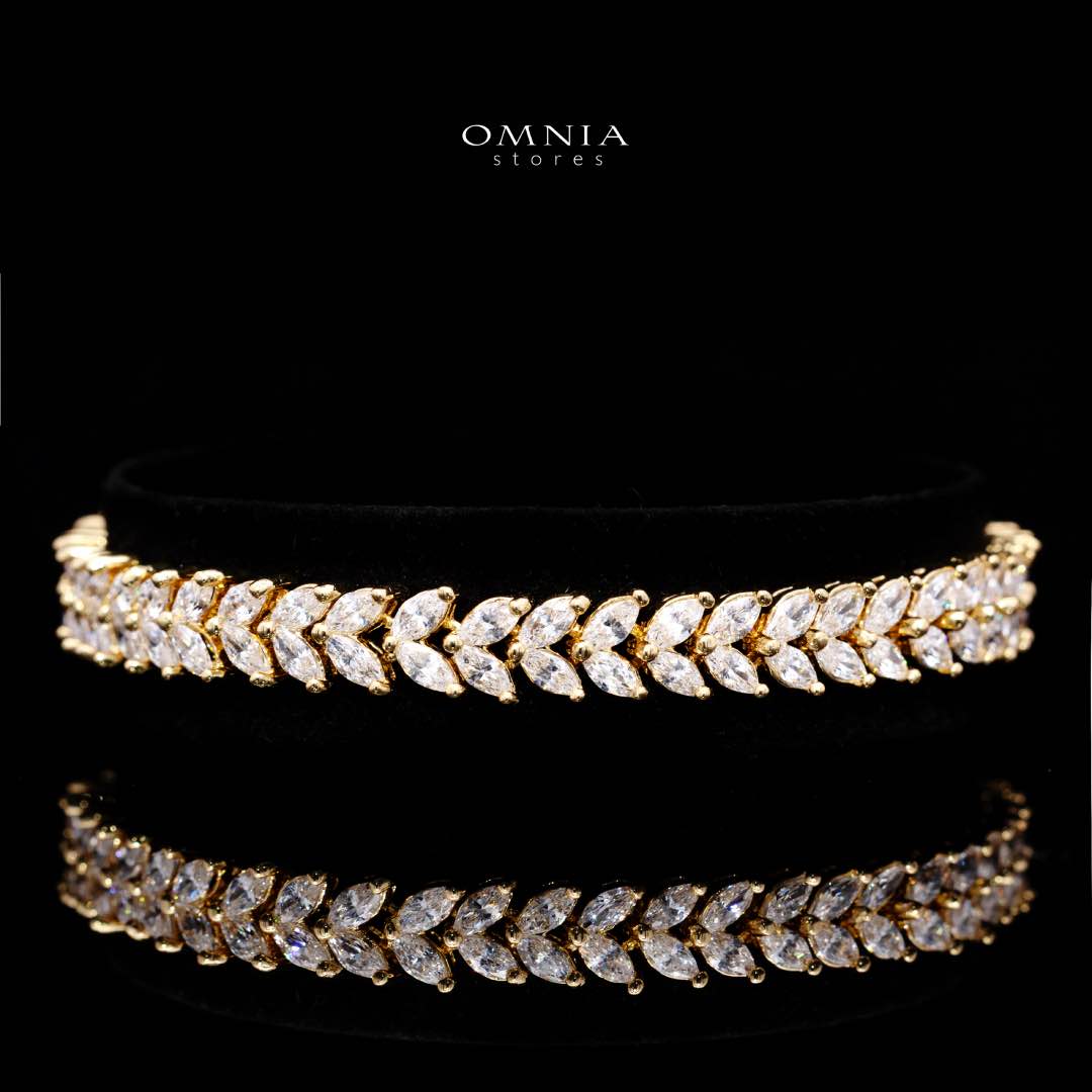 Omnia Aroosa Golden Bridal Full Set with High-Quality Simulated Diamonds Rhodium Plated - Image 4