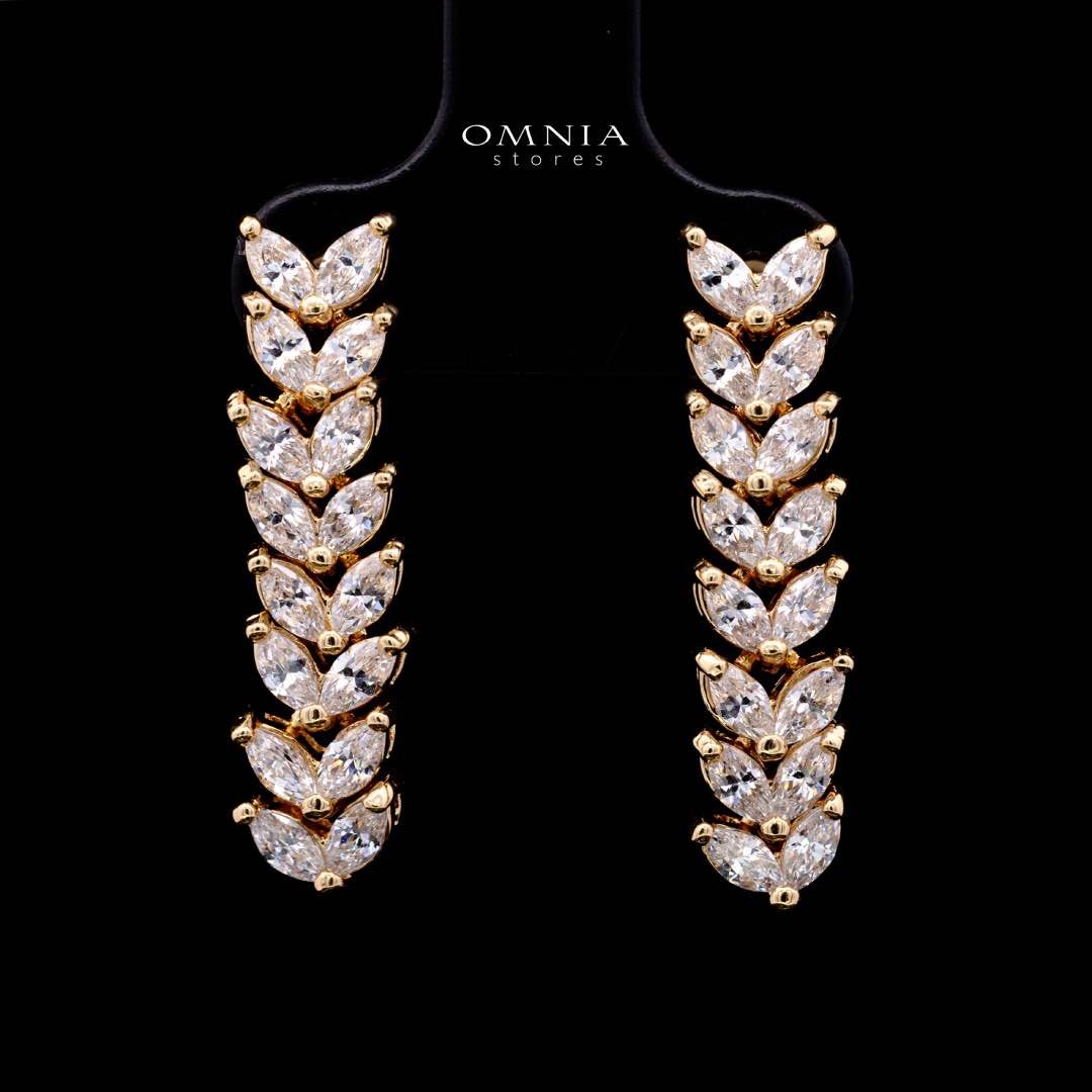 Omnia Aroosa Golden Bridal Full Set with High-Quality Simulated Diamonds Rhodium Plated - Image 6