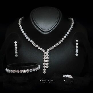 Omnia Fida White Luxury Bridal Full Set White High-Quality Simulated Diamonds Rhodium Plated