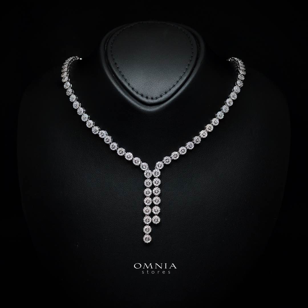 Omnia Fida White Luxury Bridal Full Set White High-Quality Simulated Diamonds Rhodium Plated - Image 2