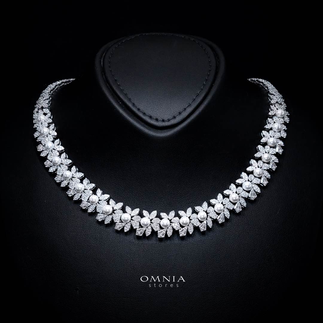 Omnia Maissa Bridal Full Set Accessories in High Quality Zircon Stone in Rhodium Plated - Image 2