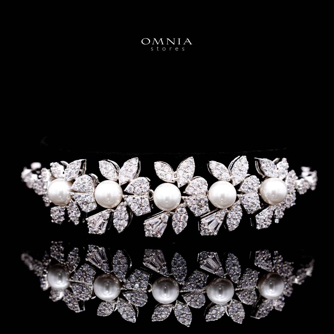Omnia Maissa Bridal Full Set Accessories in High Quality Zircon Stone in Rhodium Plated - Image 4