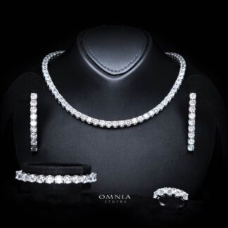 Omnia Rowan Bridal Full Set Accessories in High Quality Zircon Stone in Rhodium Plated