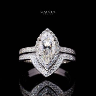Azmira Royal Design Marquise Moissanite Ring – Certified 925 Sterling Silver GRA Certified