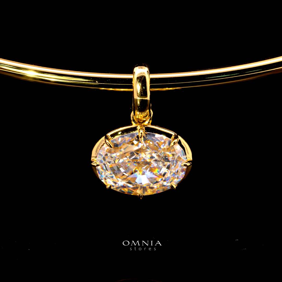 Omnia Rafif Golden Necklace In 925 Silver High Quality Certified Lab Crafted Stones - Image 3