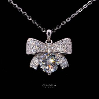 Omnia Asayel Silver Necklace in 925 Silver with High-Quality White Moissanite Stones