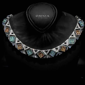 Omnia Parnaz Multi Color Necklace In 925 Silver Certified High Quality Lab Crafted Stones