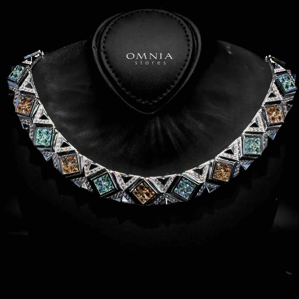 Omnia Parnaz Multi Color Necklace In 925 Silver Certified High Quality Lab Crafted Stones