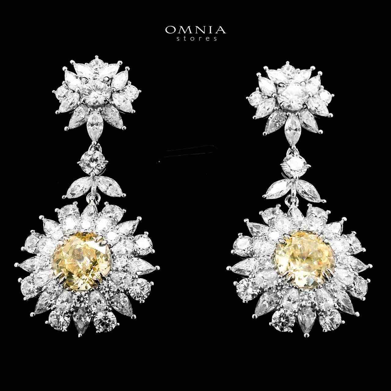 Marjan Sunflower Yellow Drop Earrings In 925 Silver Certified High Quality Lab Grown Stones - Image 2