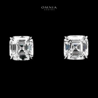 Minoo White Square Stud Earrings In 925 Silver High Quality Lab Crafted Stones