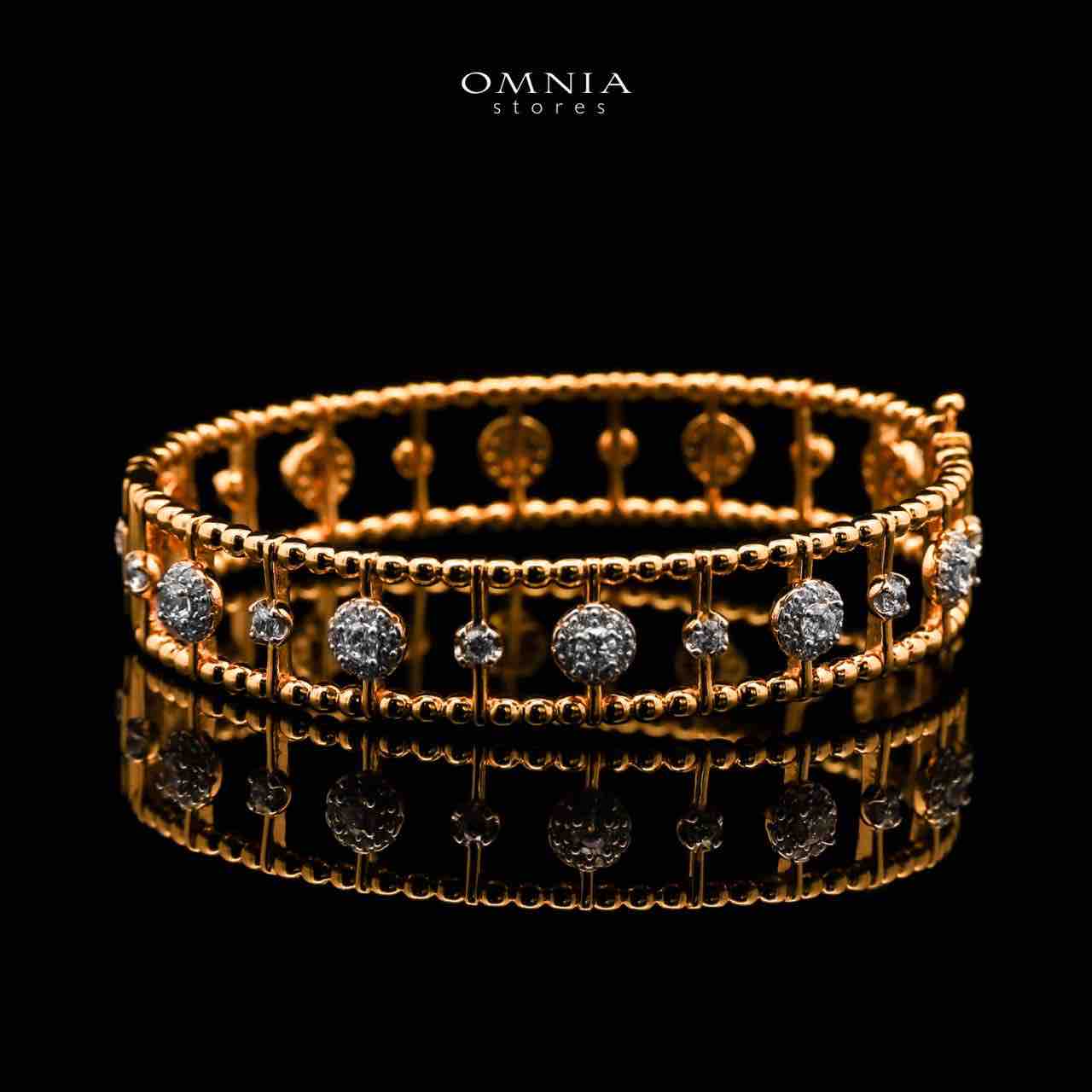 Nasim Golden Plated Bangle In 925 Silver Certified High Quality Lab Crafted Stones