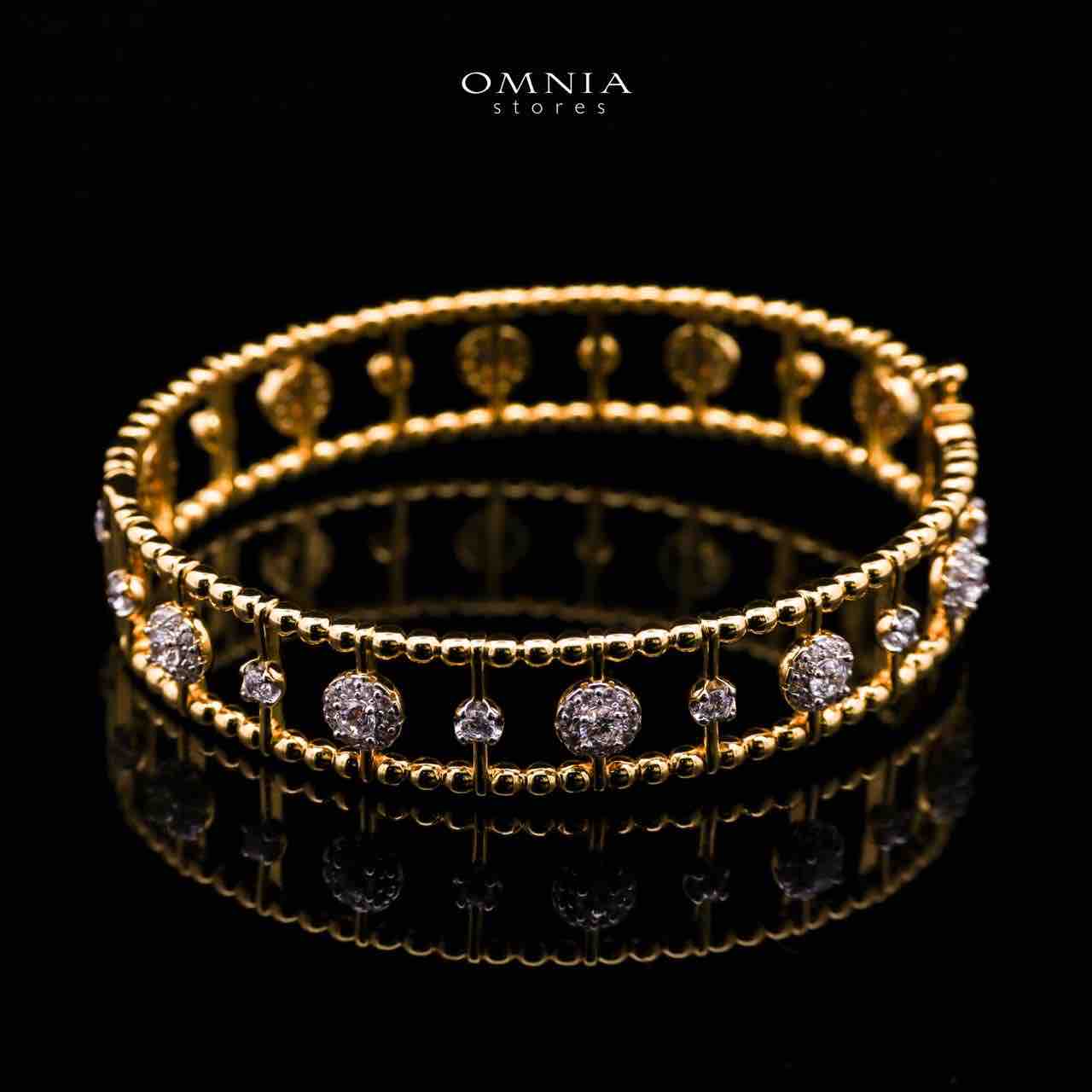 Nasim Golden Plated Bangle In 925 Silver Certified High Quality Lab Crafted Stones - Image 2