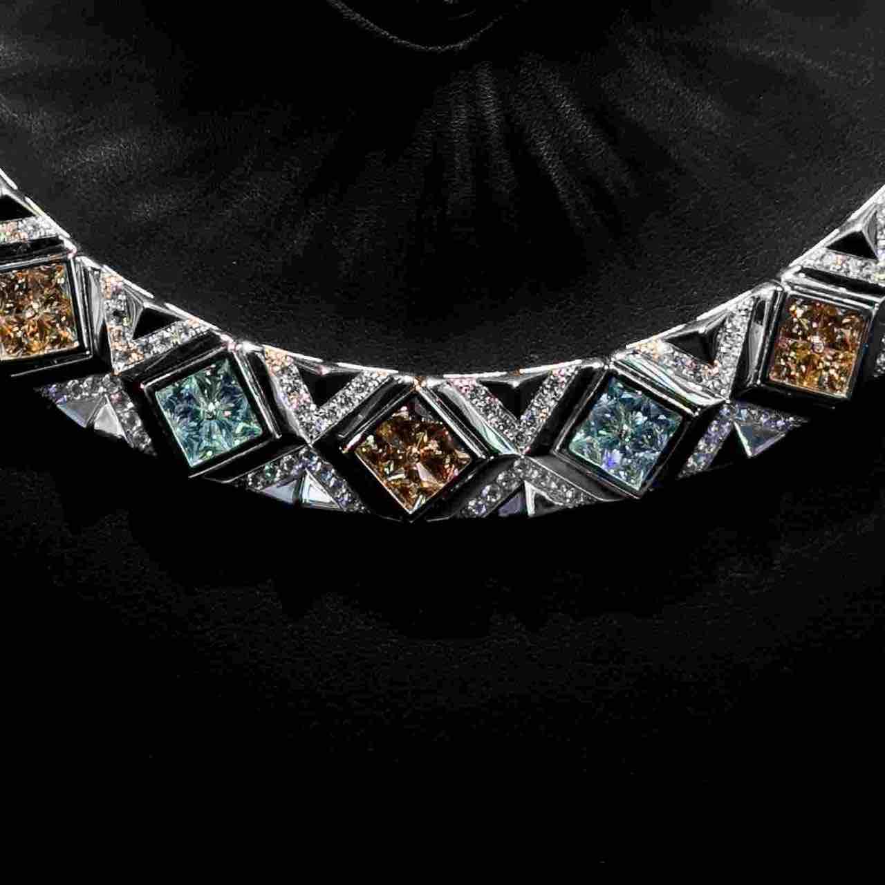 Omnia Parnaz Multi Color Necklace In 925 Silver Certified High Quality Lab Crafted Stones - Image 2