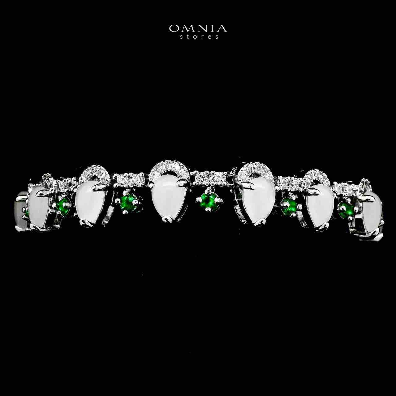 Omnia Salma White and Green Full Set with High-Quality Simulated Diamonds Rhodium Plated (18cm only available in KSA) - Image 6