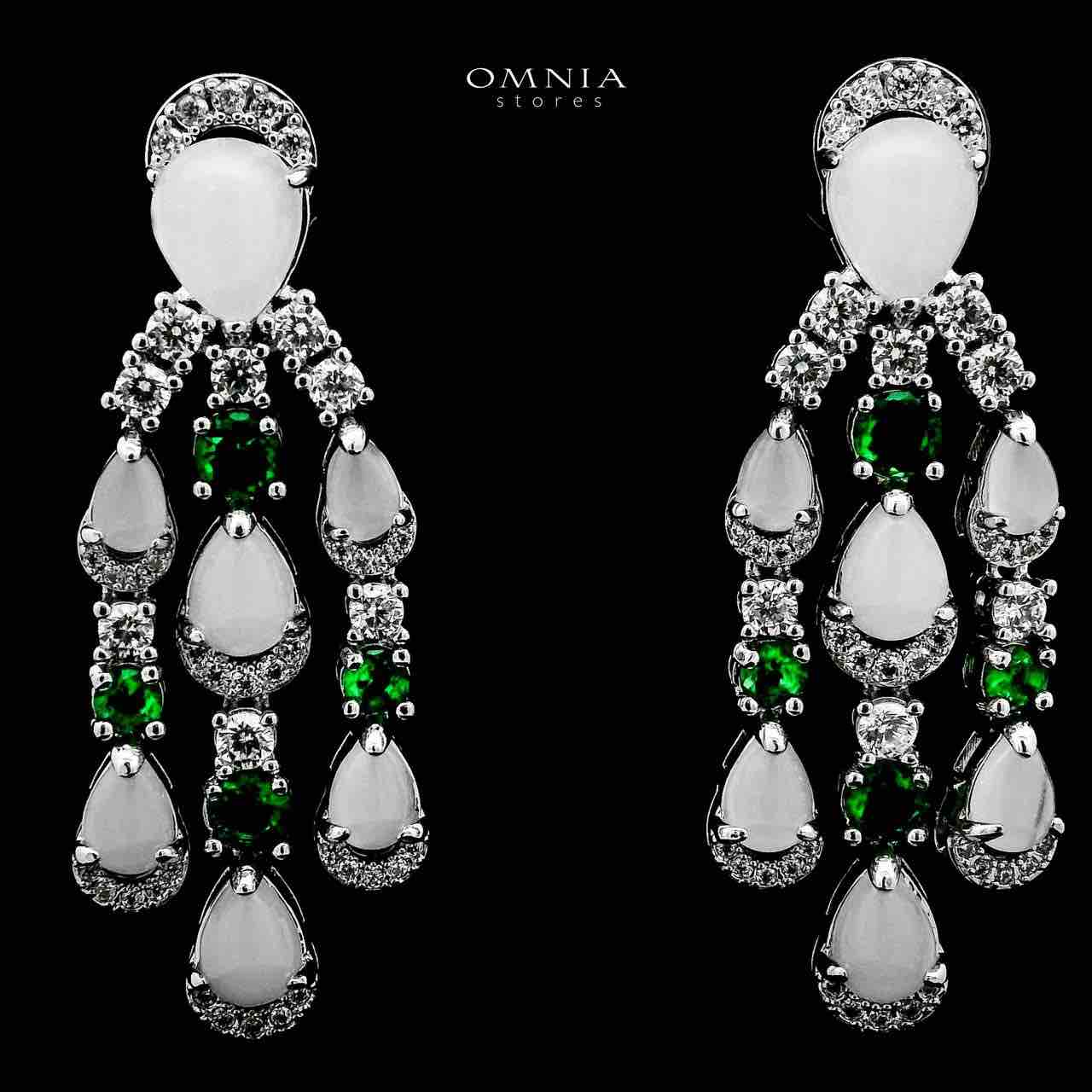 Omnia Salma White and Green Full Set with High-Quality Simulated Diamonds Rhodium Plated (18cm only available in KSA) - Image 4