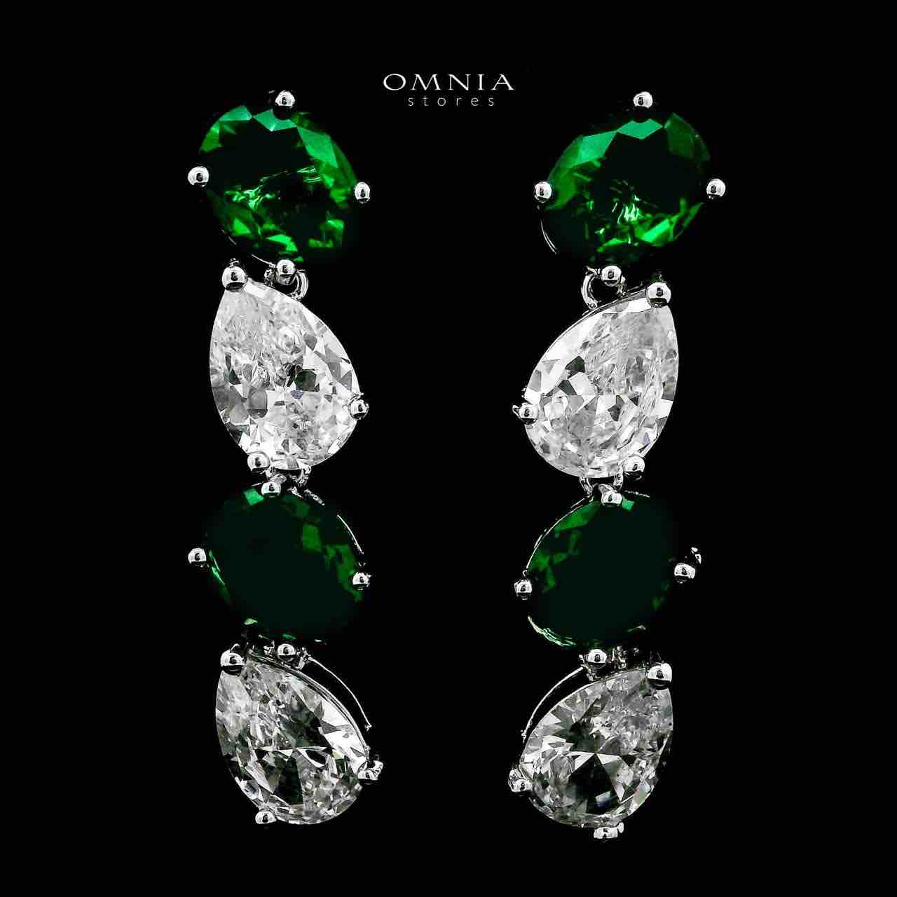 Omnia Lamia Green and White Bridal Full Set with High-Quality Simulated Diamonds Rhodium Plated - Image 5