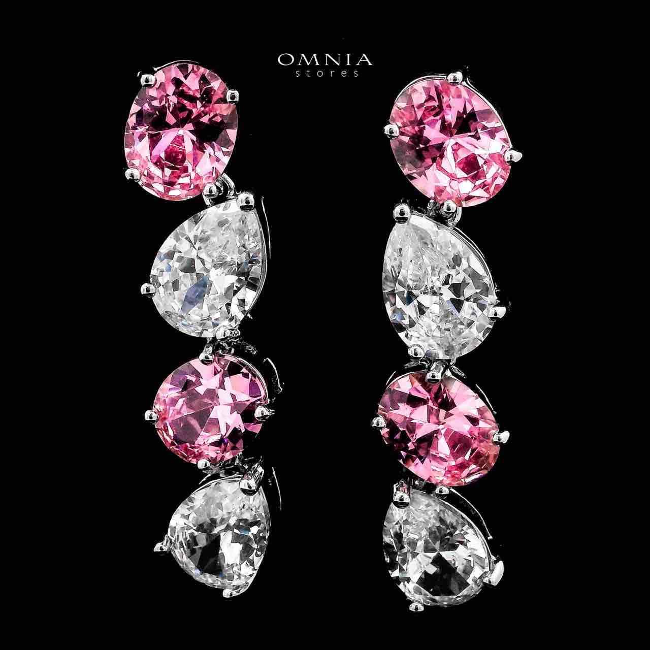 Omnia Lamia White And Pink Bridal Full Set with High-Quality Simulated Diamonds Rhodium Plated - Image 9