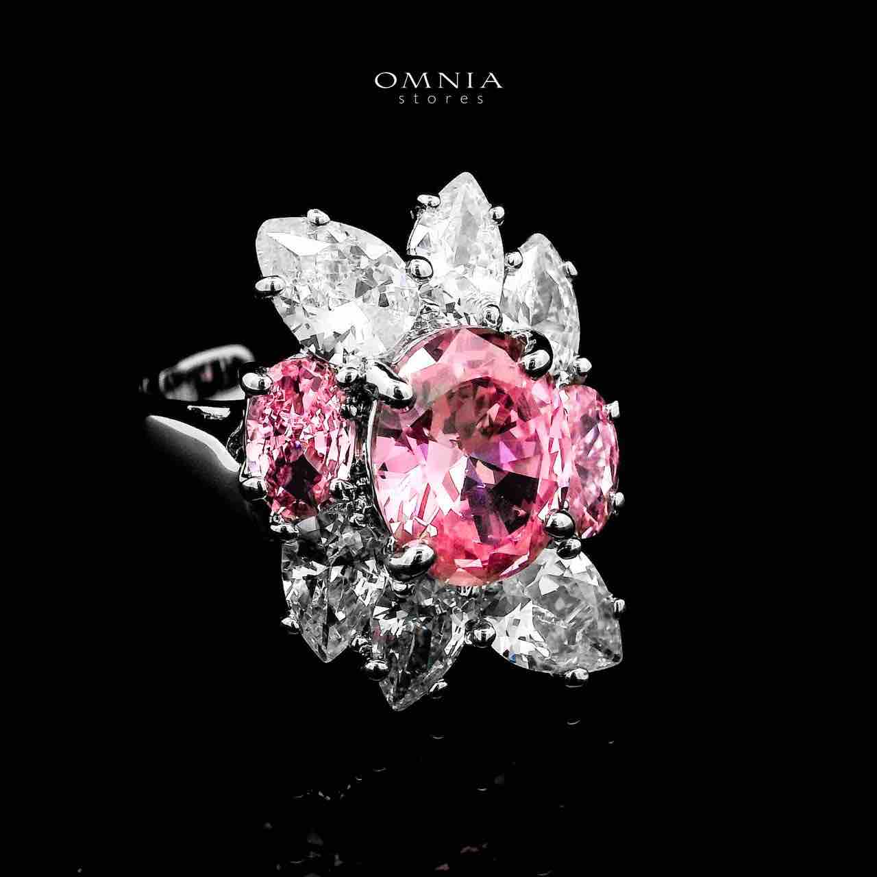 Omnia Lamia White And Pink Bridal Full Set with High-Quality Simulated Diamonds Rhodium Plated - Image 8