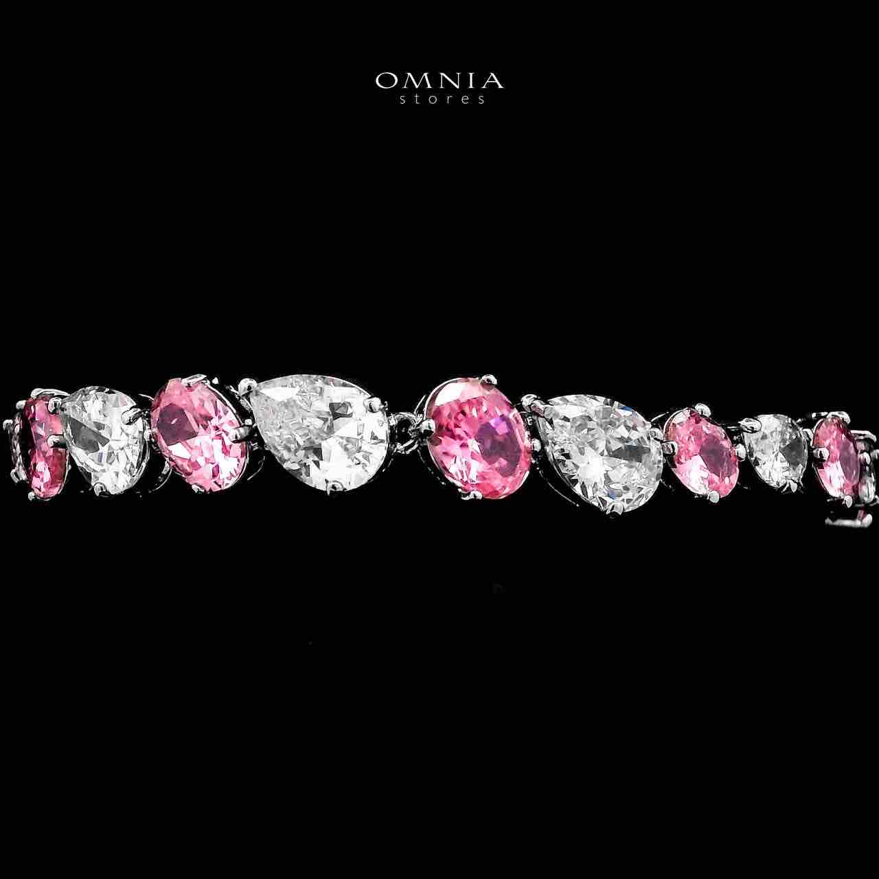 Omnia Lamia White And Pink Bridal Full Set with High-Quality Simulated Diamonds Rhodium Plated - Image 7
