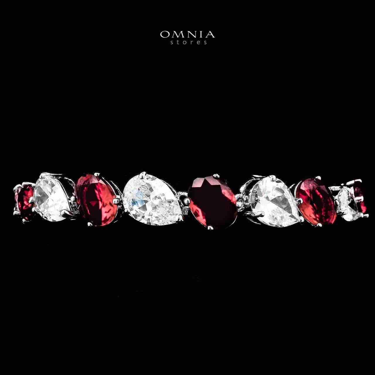 Omnia Lamia White And Red Bridal Full Set with High-Quality Simulated Diamonds Rhodium Plated - Image 4