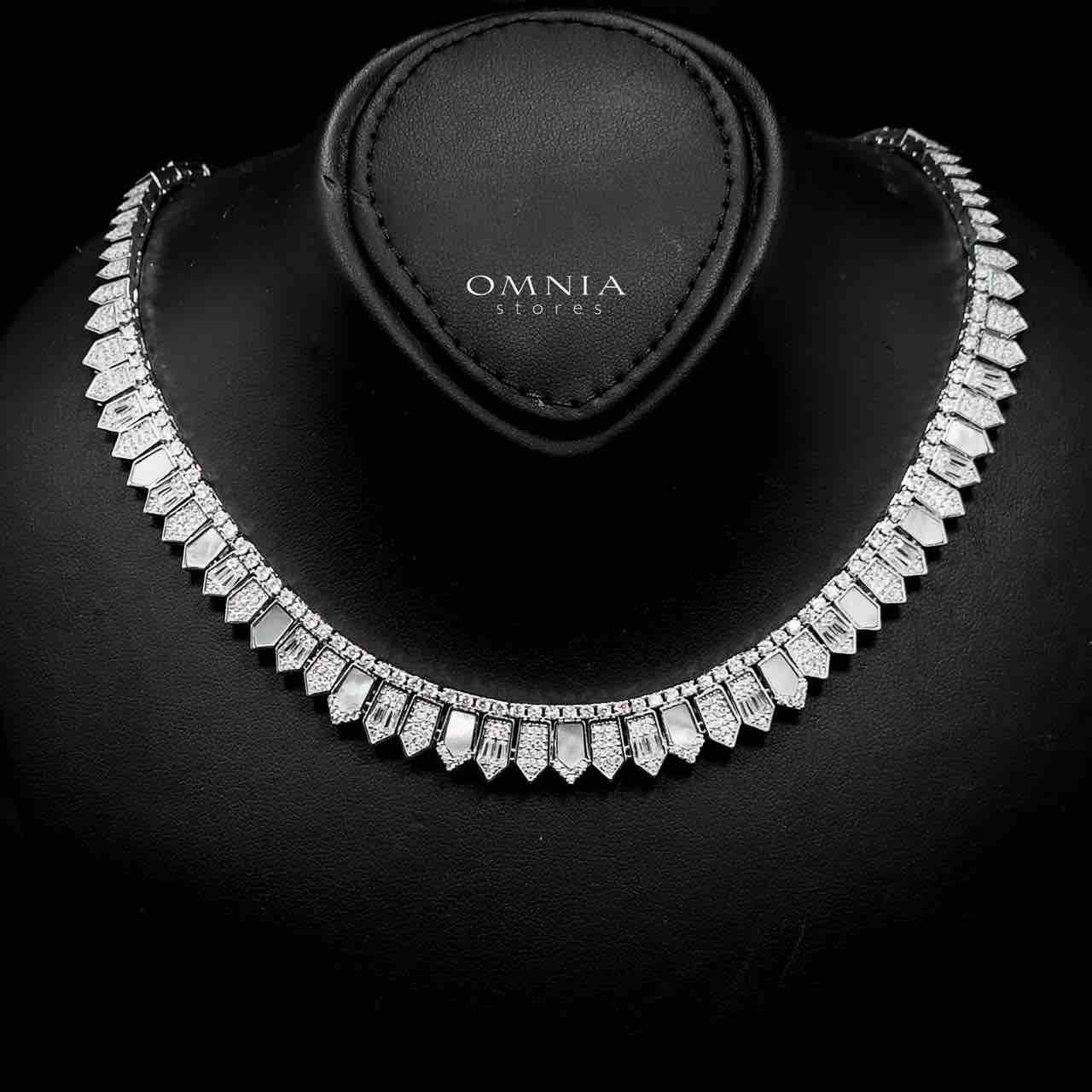 Omnia Shareefa White Luxury Bridal Full Set Accessories in High Quality Zircon Stone in Rhodium Plated - Image 2