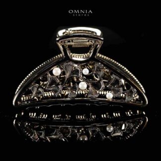 Omnia Mayar Light Gold Hair Clip in High Quality Zircon Stone In Rhodium Plated
