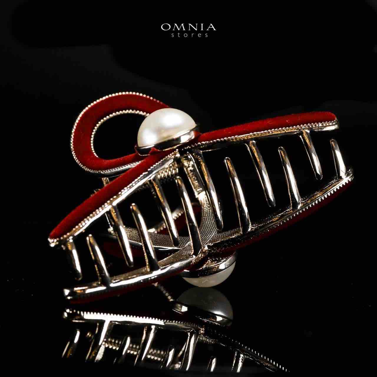 Omnia Wissal Light Gold Hair Clip in Velvet Red Line With High Quality Rhodium Plated - Image 2