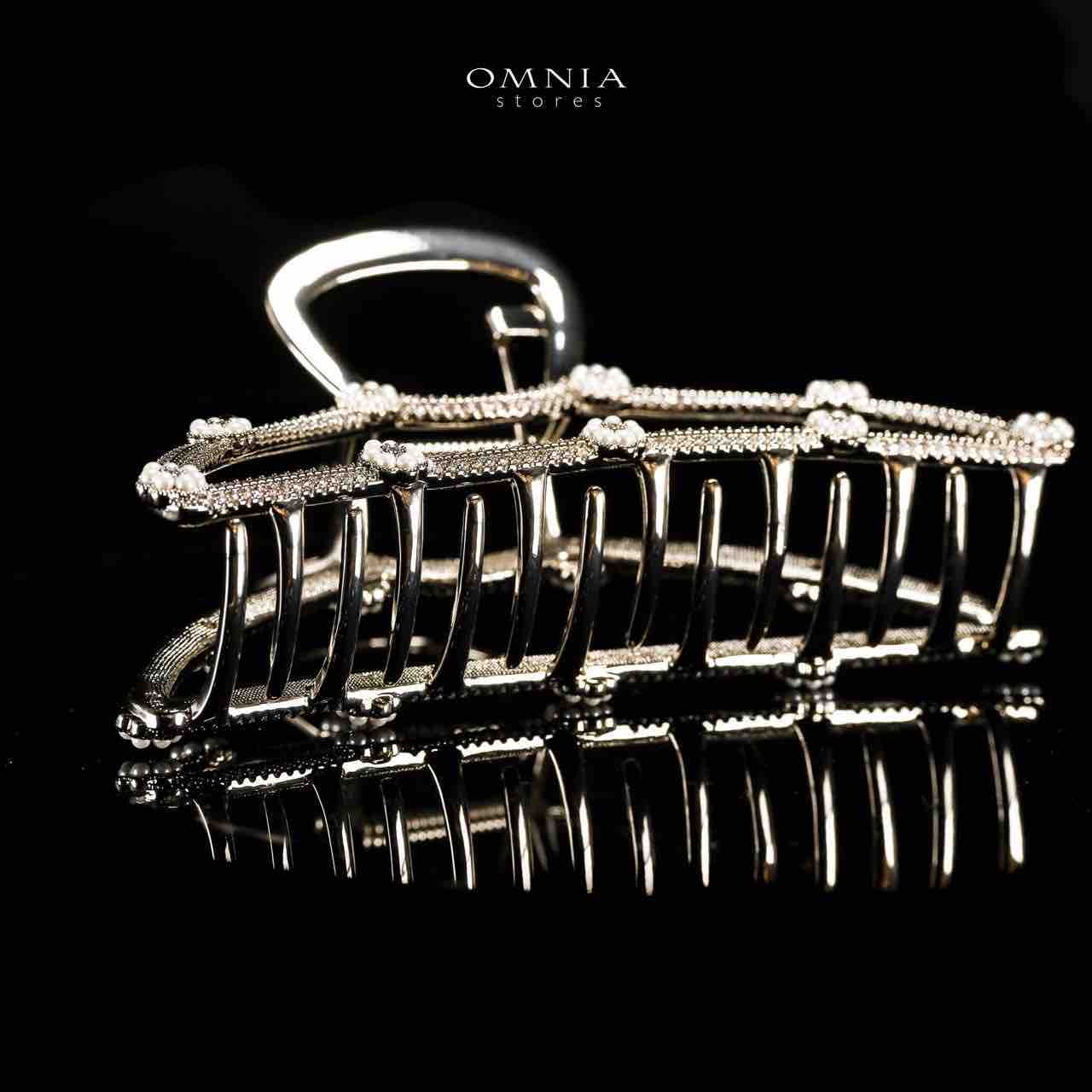 Omnia Naheelah Light Gold Hair Clip in High Quality Zircon Stone In Rhodium Plated - Image 3