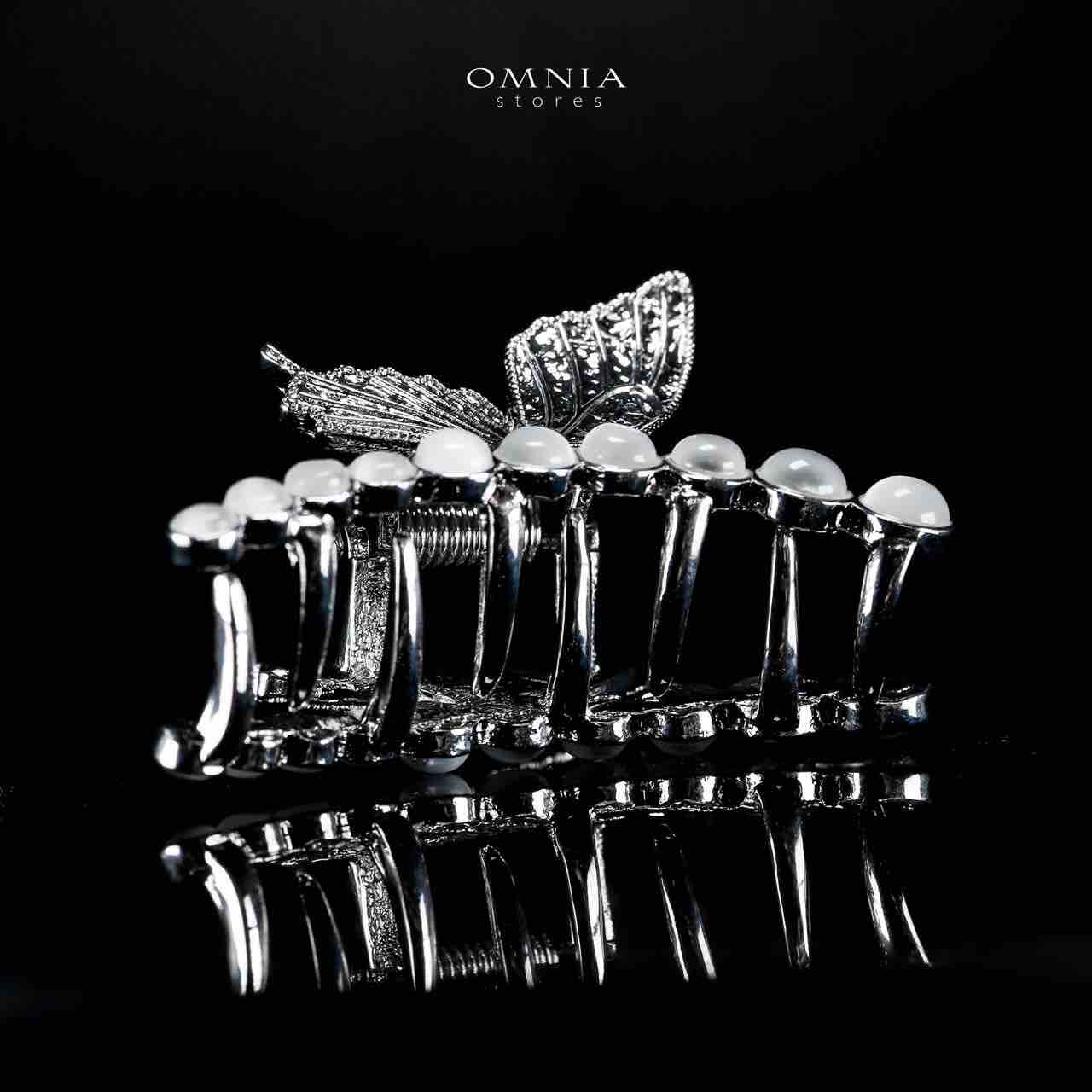 Omnia Ruwayda Pearl Butterfly Silver Hair Clip in High Quality Zircon Stone In Rhodium Plated - Image 2