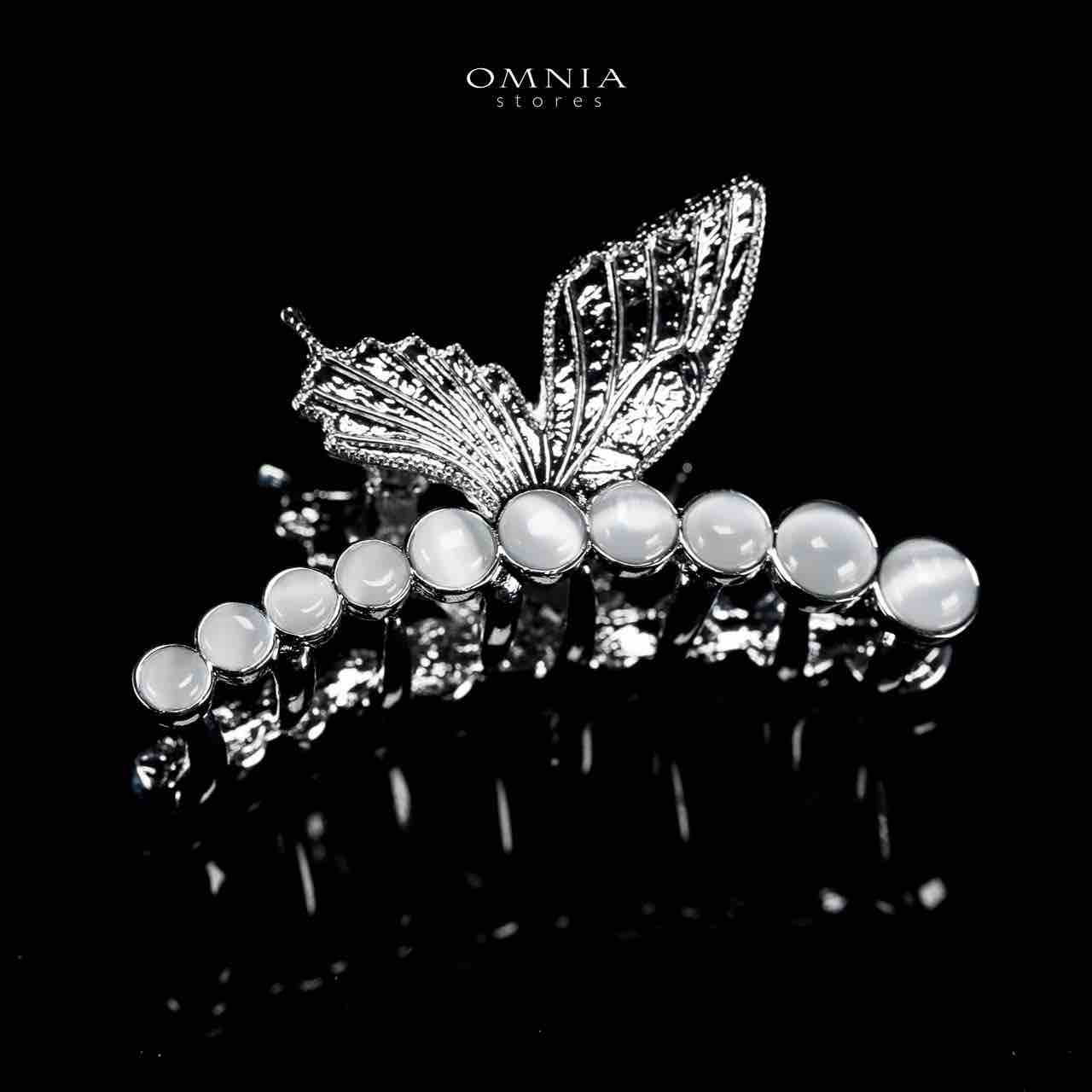 Omnia Ruwayda Pearl Butterfly Silver Hair Clip in High Quality Zircon Stone In Rhodium Plated - Image 3