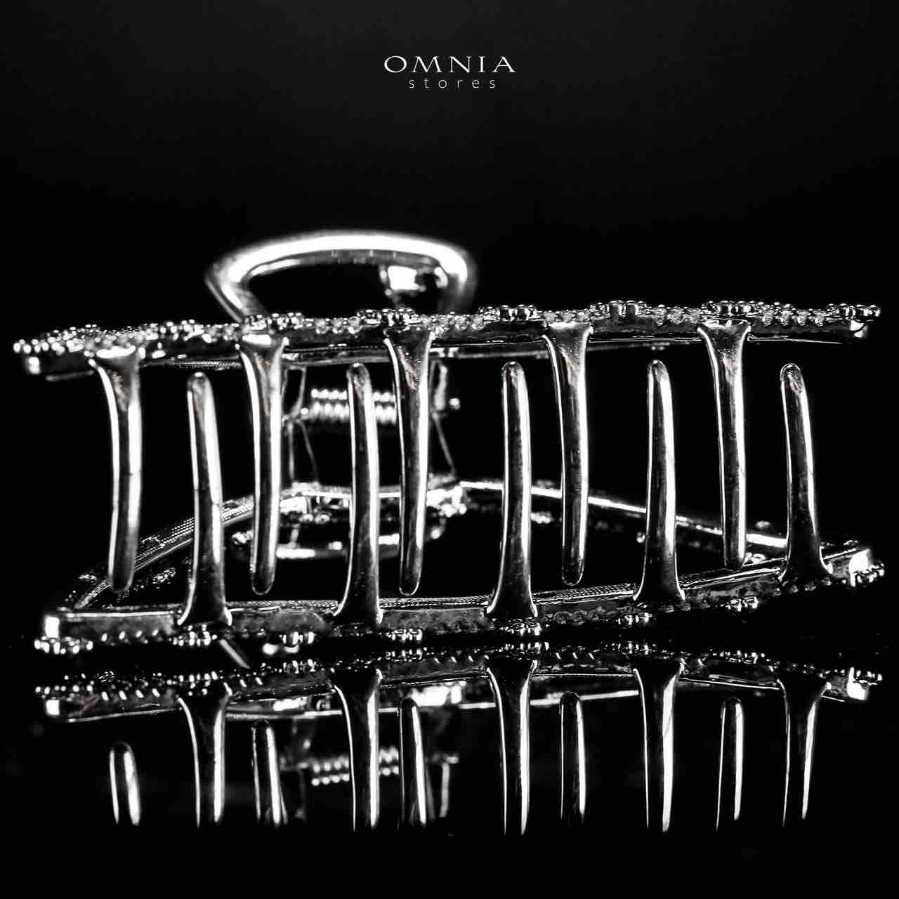 Omnia Raqeema Silver Hair Clip in High Quality Zircon Stone In Rhodium Plated - Image 2