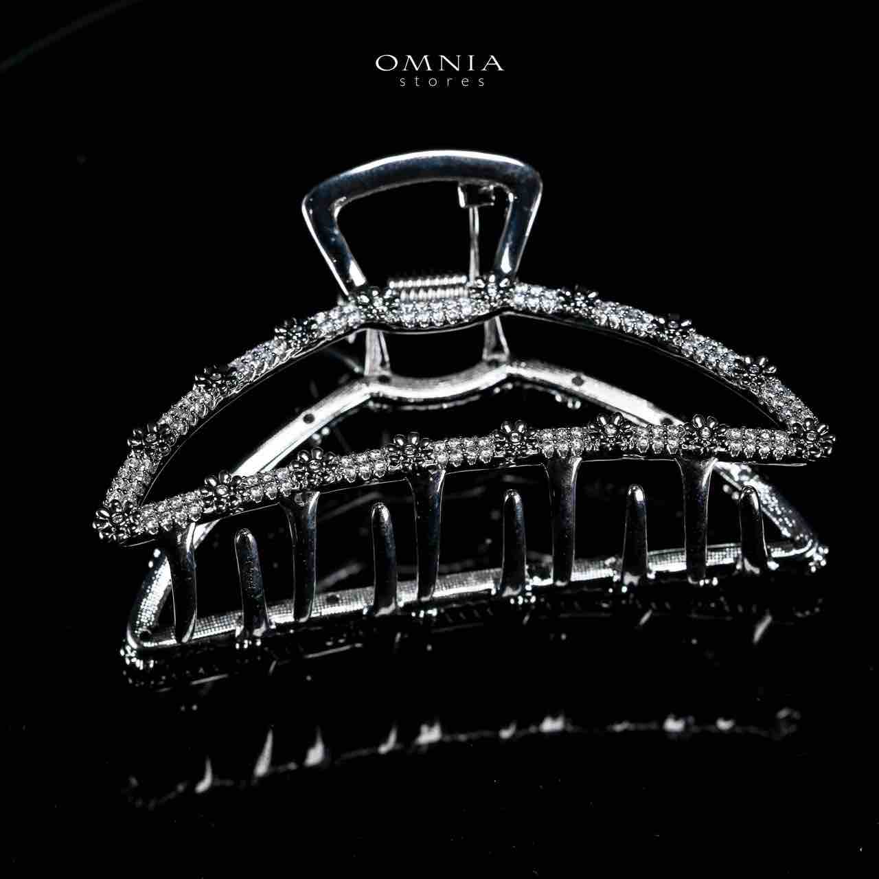 Omnia Raqeema Silver Hair Clip in High Quality Zircon Stone In Rhodium Plated - Image 3