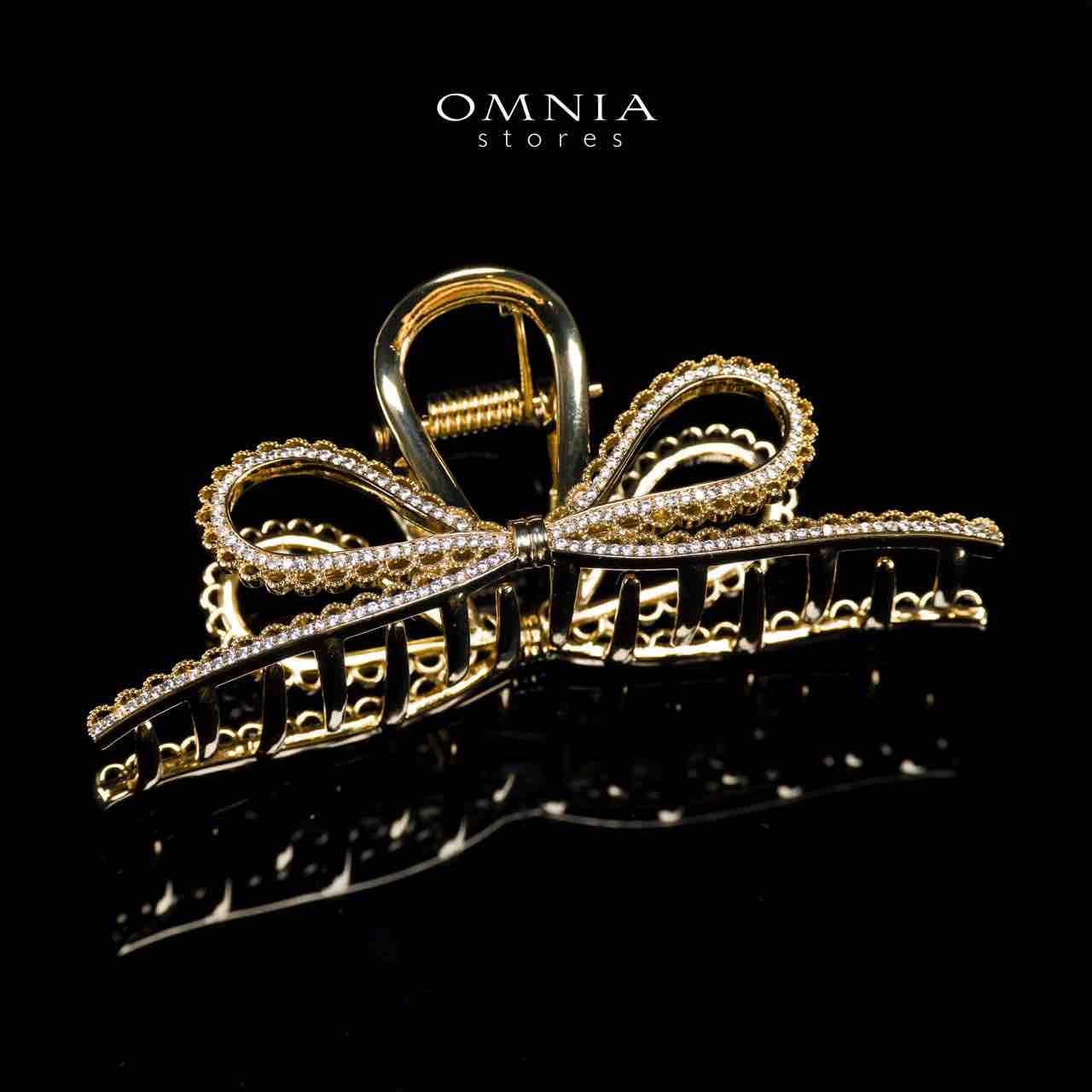 Omnia Rawhiya Gold Hair Clip in High Quality Zircon Stone In Rhodium Plated - Image 3